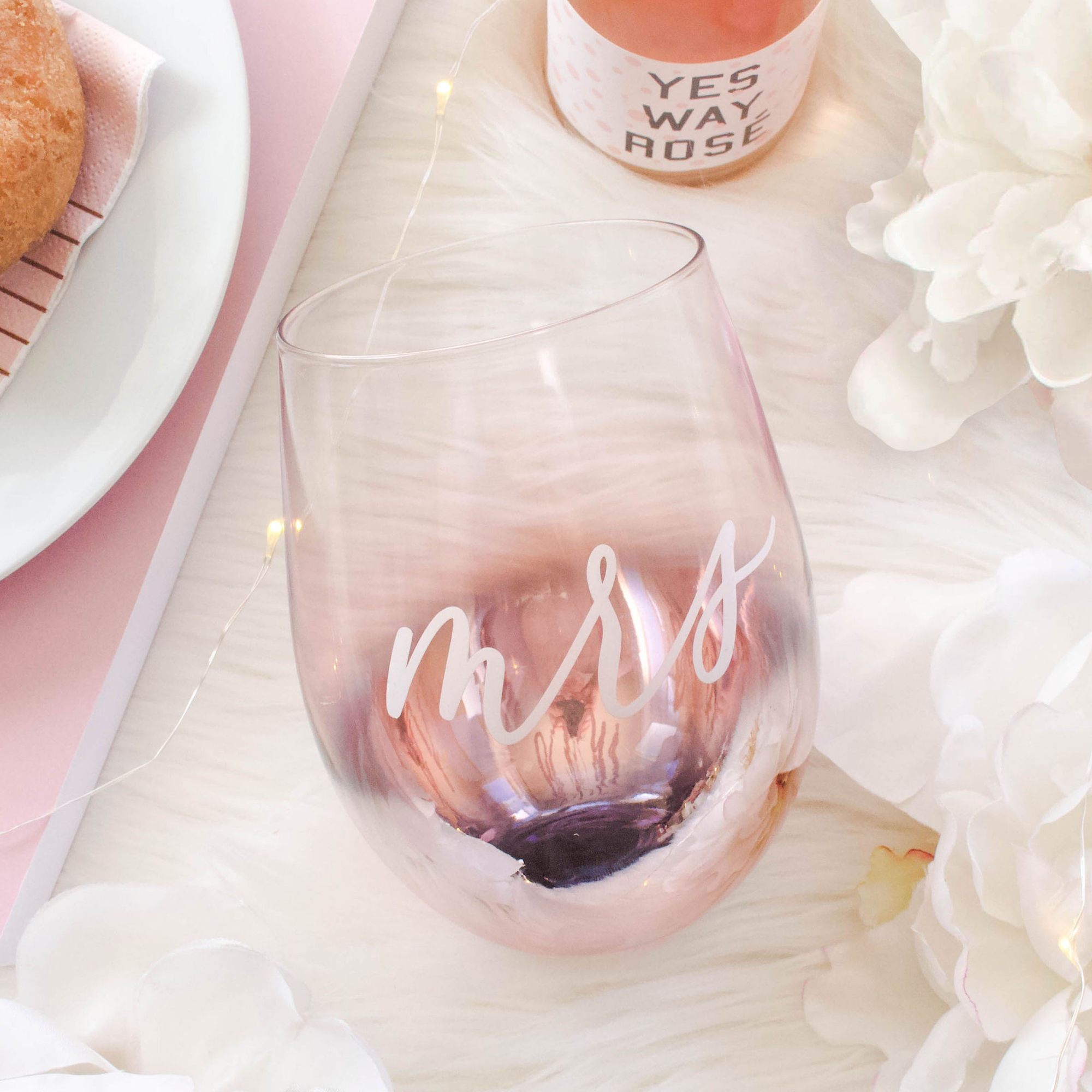 Blush Frosted: Ombre Stemless Wine Glasses